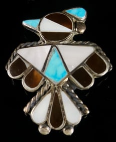 Zuni Sterling Thunderbird Navajo Pin