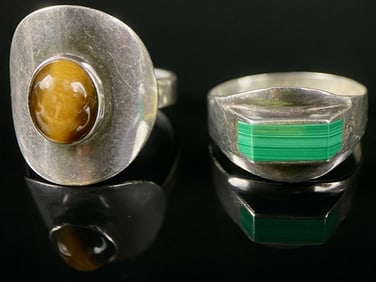 MCM Mexican Sterling Rings Tigers Eye etc