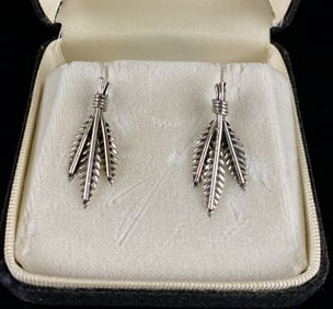 Danecraft Sterling Feather Screw Back Earrings