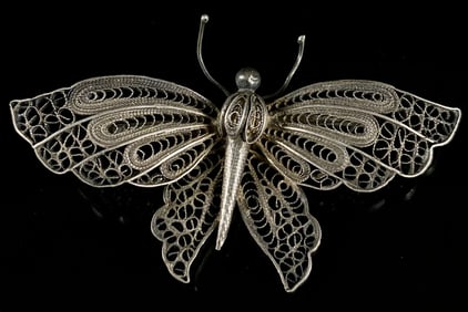 .800 Filigree Butterfly Brooch