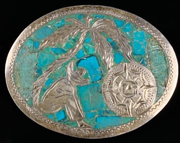 Mexican Sterling & Turquiose Brooch