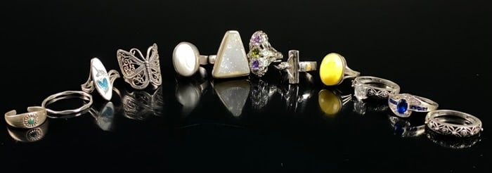 12 Sterling Silver Ring Lot