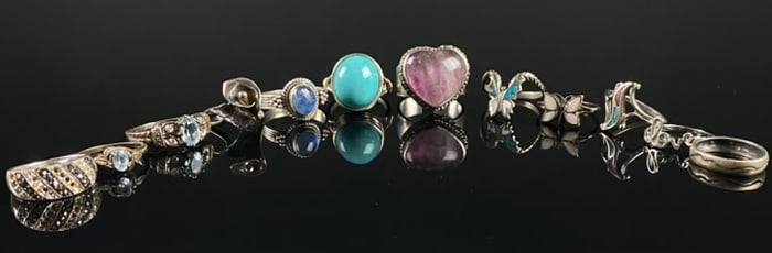 12 Sterling Silver Ring Lot
