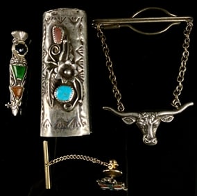 Long Horn & Navajo Sterling Silver Zuni Pieces