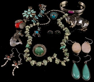 Turquoise, Sterling, and Navajo Jewelry Lot