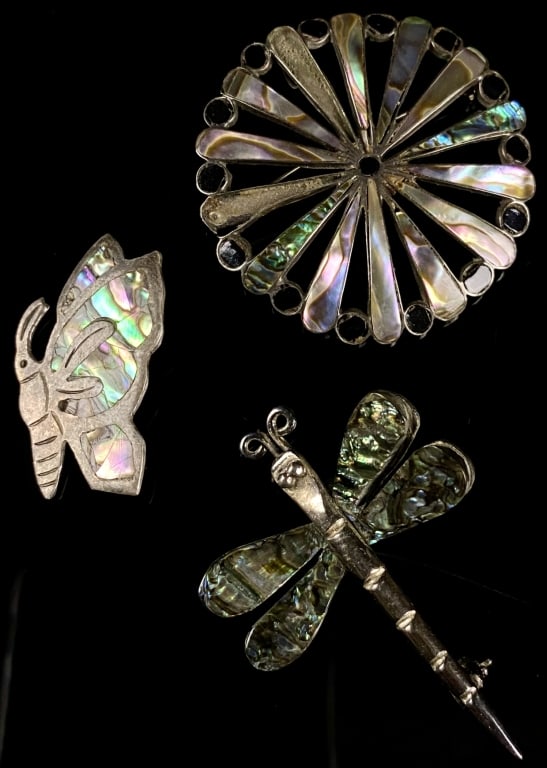 Mexican Silver & Abalone Brooches (1 of 8)