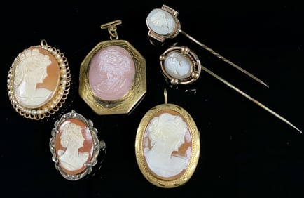 Vintage & Antique G.F. & Sterling Cameo Lot