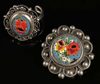 Micro Mosaic Ring & Brooch