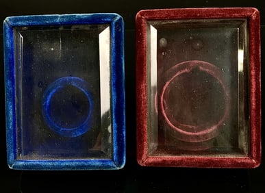 Lesser Velvet & Glass Pocket Watch Display Cases