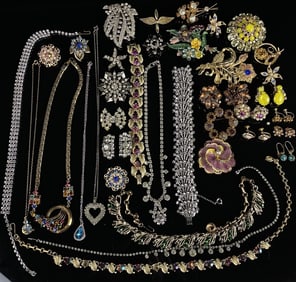 Unique Vtg Costume Jewelry Rhinestone Lot