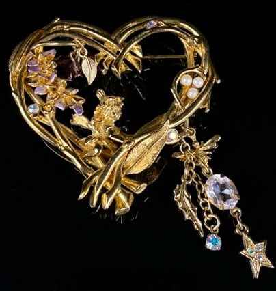Kirks Folly Gold Tone Heart W/ Fairy Brooch (1 of 3)