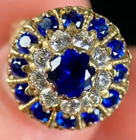 14k Gold Sapphire & Diamond Ring