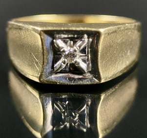 10K Gold Diamond Mens Ring