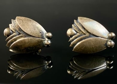 Georg Jensen Signed Sterling Screw Back Earrings