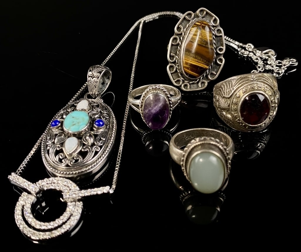 Sterling Silver Jewelry Lot Navajo TIger Eye Etc. (1 of 9)