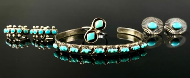 Turquoise & Silver Jewelry Lot