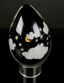 1980's Lundberg Studios Starry Night Art Glass Egg