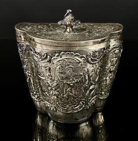 Wm Wise & Son Signed Coin Silver Tea Caddy