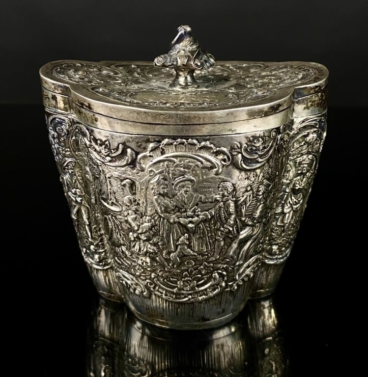 Wm Wise & Son Signed Coin Silver Tea Caddy (1 of 8)