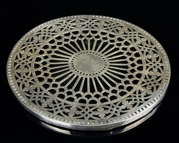Tiffany & Co. Makers Sterling Silver Glass Trivet