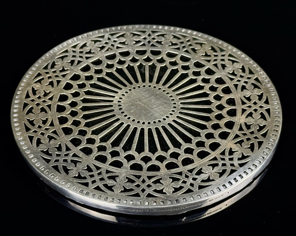 Tiffany & Co. Makers Sterling Silver Glass Trivet (1 of 2)