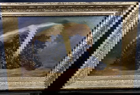 1800's Grapes In Basket Still Life Oil Painting: Wonderful Still Life on Canvas, Unsigned. Measures: 25" X 17" Frame to