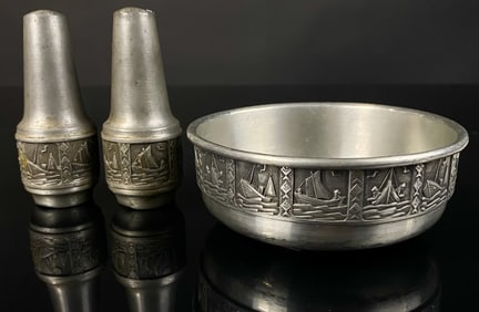 Selandia Nautical Norway Pewter Bowl & Shakers