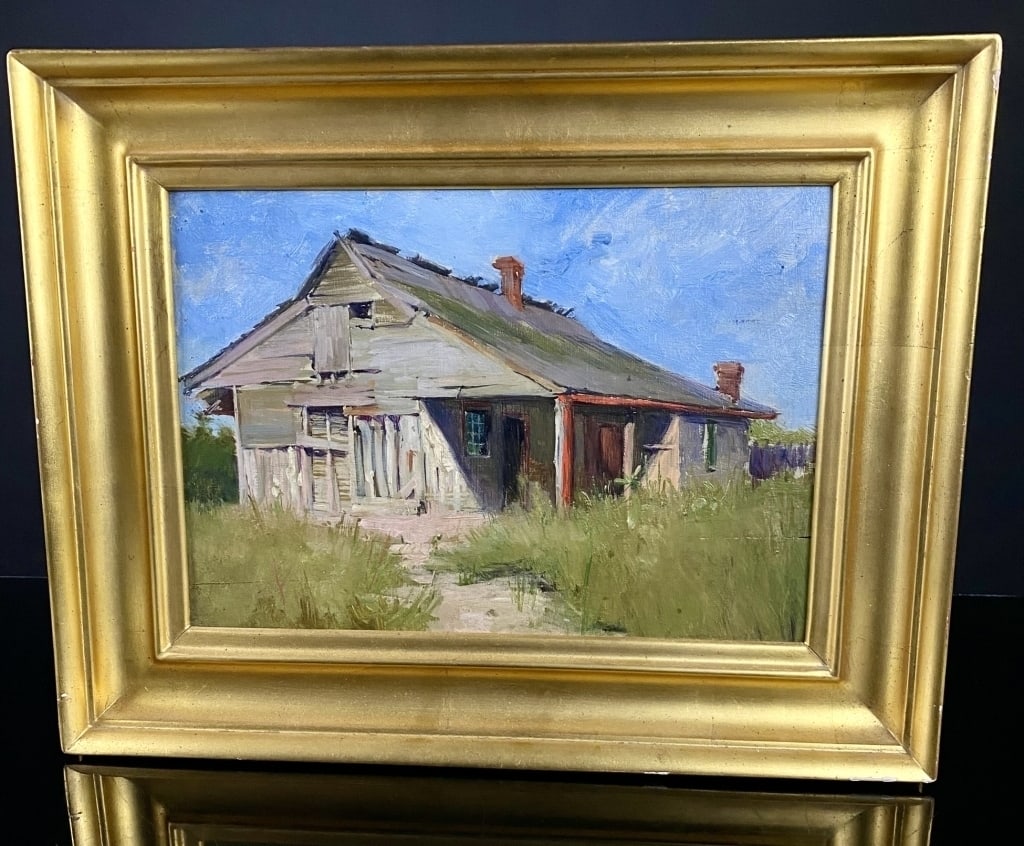 Unsigned Rural House Oil Painting (1 of 6)