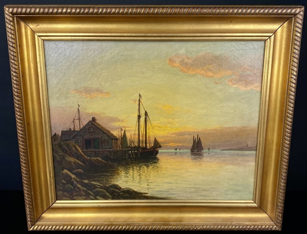 William F Paskell Harbor Painting (1865-1951) (1 of 7)