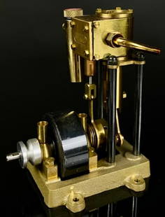 Vintage Saito Model Steam Engine: Actuates and Functions as it should, Measures: 4" x 2" x 3"