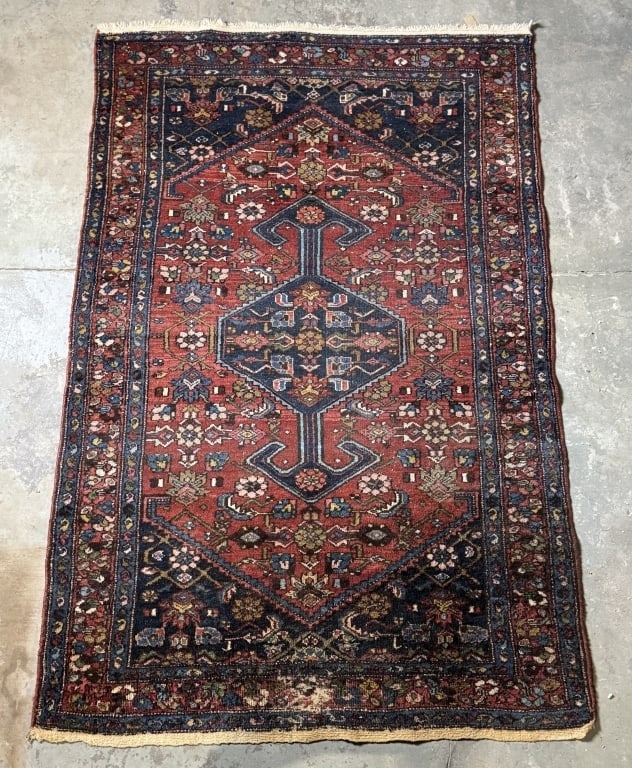 Antique Iran Karajeh Oriental Rug: Fresh From an Estate, Some wear. See Photos. Measures: 82" x 53"
