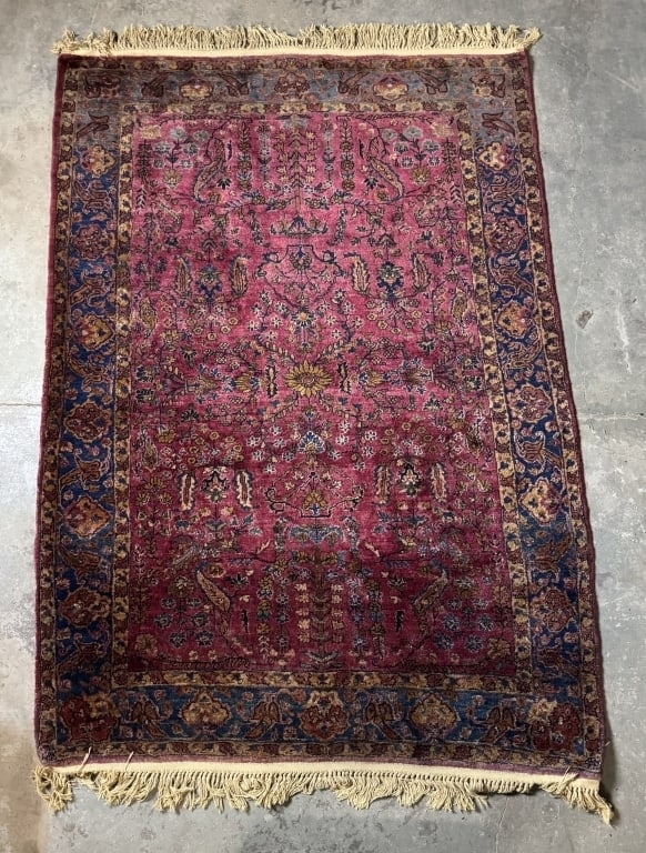 Antique 1910's Hand Woven Sarouk Oriental Rug (1 of 8)