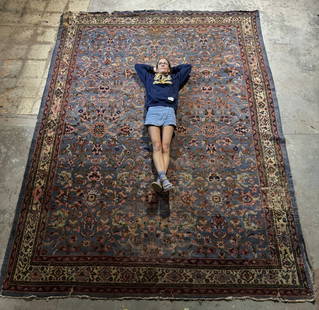 12Ft Oriental Rug 1900's Persian Sultanabad: Wonderful rug, I believe its a Persian Sultanabad, Fresh out of a Wealthy Multi Generational Elmira NY Estate. Some wear and damage (see photos) Measures: 12ft x 9ft