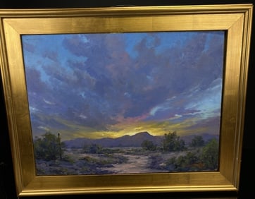 Signed Desert Oil Painting H H Love