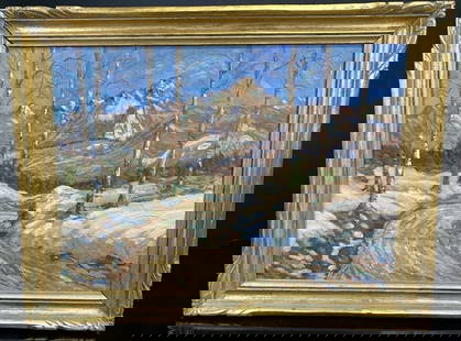 H. Konz Scenic Oil Painting Landscape: Wonderful compisition. Landscape on Board, Measures: 23" x 17"