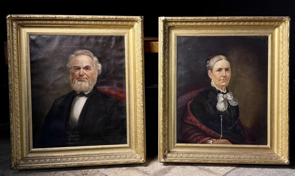 Henry Suydam (1803-1883) Portrait Paintings: Family believes the Portraits are of Harium and Nettie Lovell Elmira/ Chemung NY.. INCLUDED IS 10K GOLD LOCKET, with their images further research may be needed, Lovell is the Last name, Marked (Born