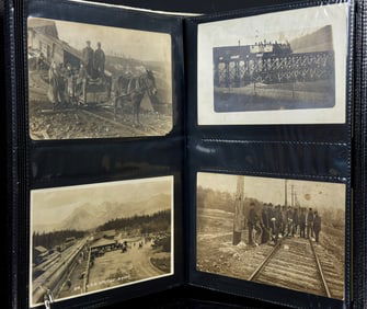 Antique Post Card Album Railroad RPPC Etc