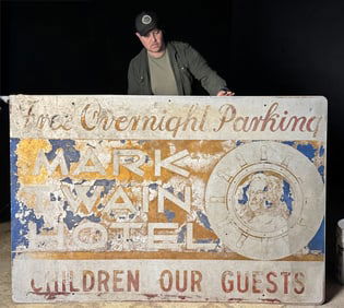 Antique Mark Twain Hotel Elmira NY Large Trade Sig