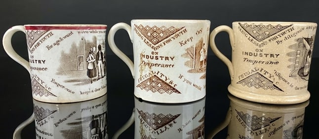 Antique Dr. Franklins Maximes Poor Richards Mugs