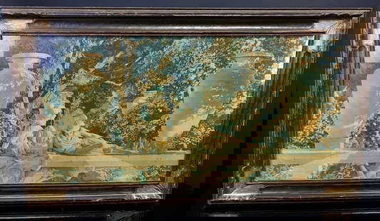 Maxfield Parrish Print: 33" x19" framed note fading and some damage to frame