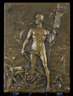 G. Prud'Homme WW1 1917 La France A. Verdun Bronze: From the Multigenerational Estate of Bernard Rice and Sons. (Owners of Appollo Silver Co. 1872-1933) Most likely New Old Stock from the Store around the Turn of the Century. Measures: 2 1/2"