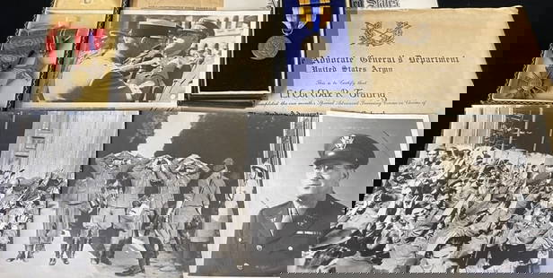 WW2 Personal Items Medals Lt. Col Taurig: WW2 Lot of War Hero Lt. Col Max R. Traurig. Reciver of both the Bronze Star and the French Croix De Guerre (which photo of him being pinned in theatre present) Both Medals also included in the Lot. Lo