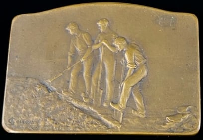 G. Loudray Men Digging Bronze Plaque Medal