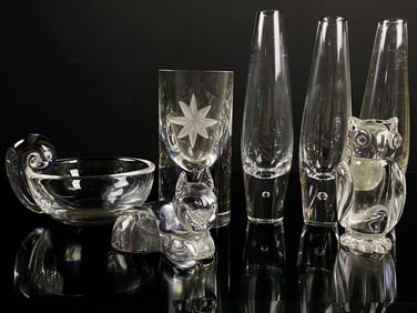 Steuben Glass Vase Bowl & Animal Lot