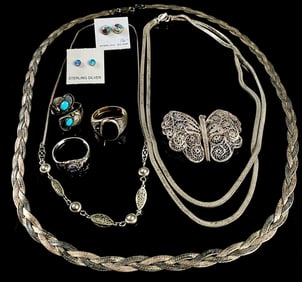 Sterling Silver Jewelry Lot Navajo Etc.