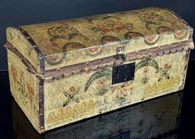 Pre-1835 Primitive Grain & Compass Painted PA Box
