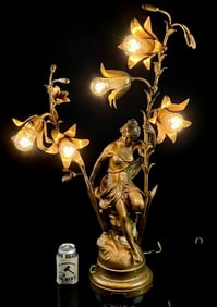 Le Lys Nouveau Lamp Auguste Moreau Style