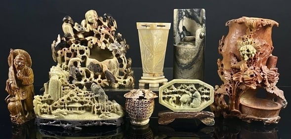 Antique Chinese Carved Soap stone Lot
