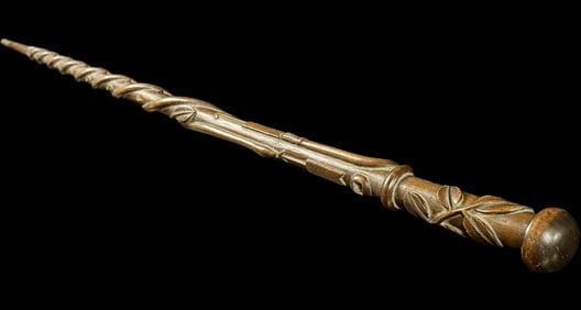 19th c. Folk Art Carved Snake Cane signed Neville