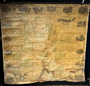 5ft 1857 Steuben County Wall Map